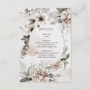 D'accompagnement carte de détails de réception florale argentée élé