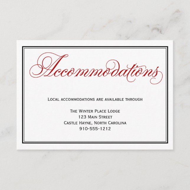 D'accompagnement Carte de détails de séjour de mariage à l'écriture (Devant)