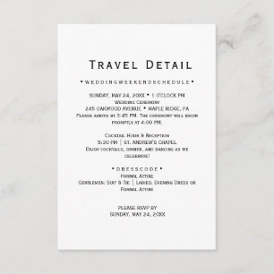 D'accompagnement Carte de détails de voyage pour mariage de destina