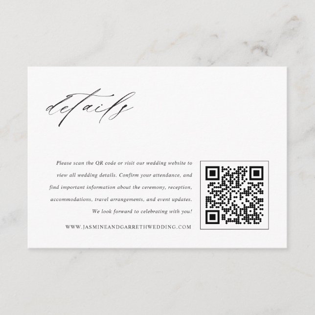 D'accompagnement Carte de détails d'invitation de mariage élégante  (Devant)