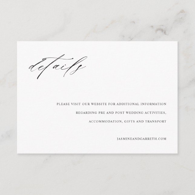 D'accompagnement Carte de détails d'invitation de mariage élégante  (Devant)