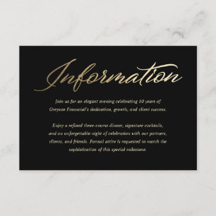D'accompagnement Carte de détails du gala Black Gold Corporate