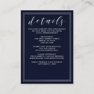 D'accompagnement Carte de détails du Mariage argenté Classic Navy