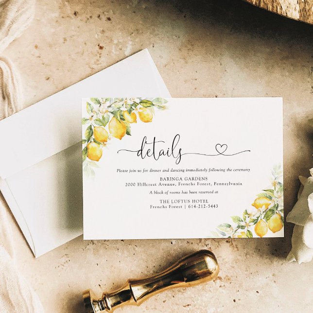 D'accompagnement Carte de détails du Mariage Citrus vert citron (Créateur téléchargé)