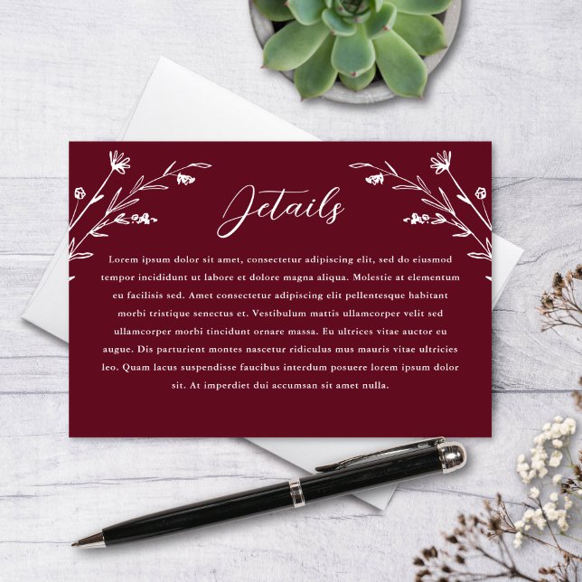 D'accompagnement Carte de détails du Mariage de Fleur sauvage Rusti (Créateur téléchargé)