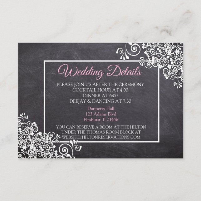 D'accompagnement Carte de détails du Mariage de tableau noir (Devant)