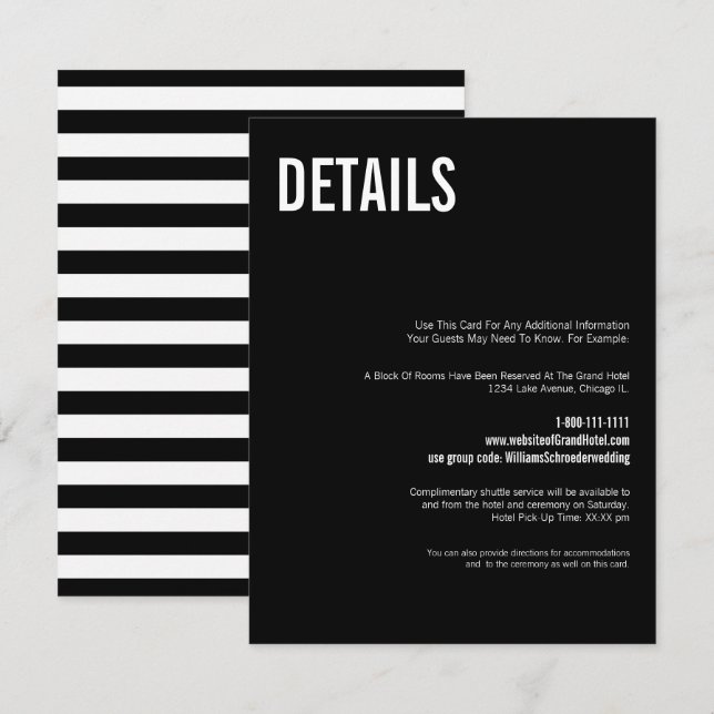 D'accompagnement Carte de détails du Mariage de typographie simple  (Devant / Derrière)