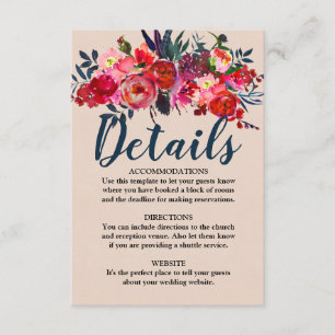 D'accompagnement Carte de détails du Mariage en plumes rouges et de