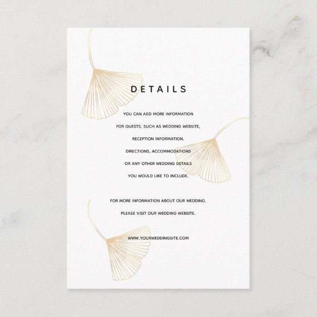 D'accompagnement Carte de détails du Mariage Feuille Falling Gold G (Devant)