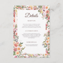D'accompagnement Carte de détails du Mariage floral