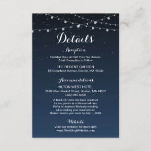 D'accompagnement Carte de détails du Mariage rustique Starry Night