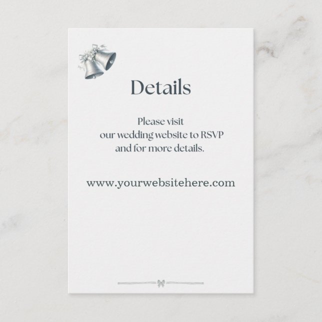 D'accompagnement Carte de détails du site web de mariage Blue Silve (Devant)