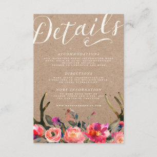 D'accompagnement CARTE DE DÉTAILS Élégant Floral Rustic Spring An