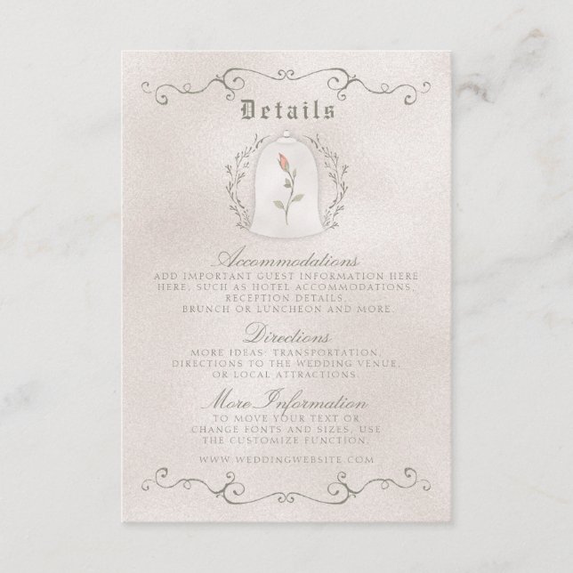 D'accompagnement CARTE DE DÉTAILS | Élégant Rose de Mariage de beau (Devant)