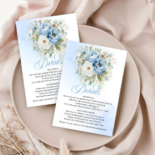 D'accompagnement Carte de détails Floral Poussiéreux Bleu Chic avec