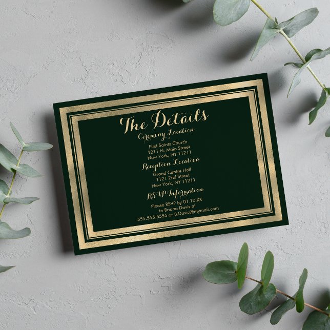 D'accompagnement Carte de détails géométrique moderne forêt vert or (Geometric modern forest green gold Details)