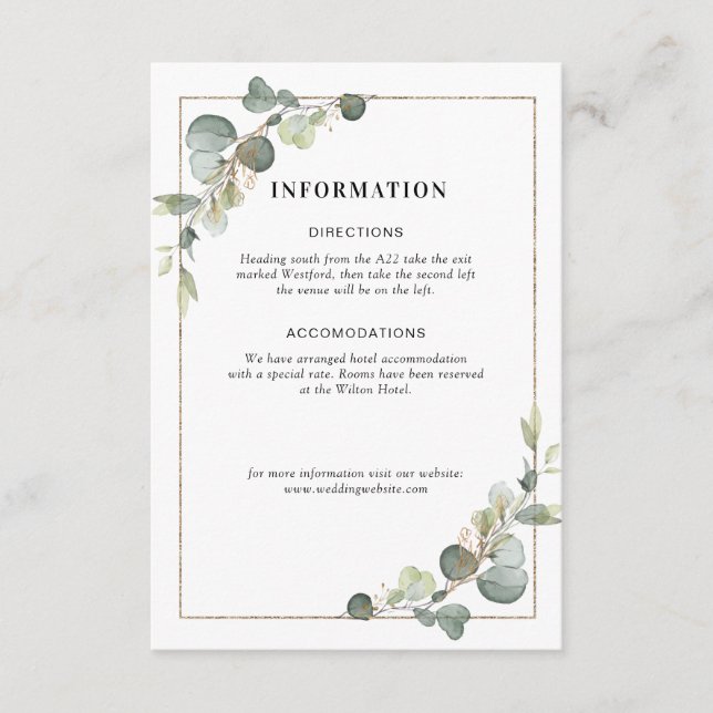 D'accompagnement carte de détails géométriques du mariage eucalyptu (Devant)