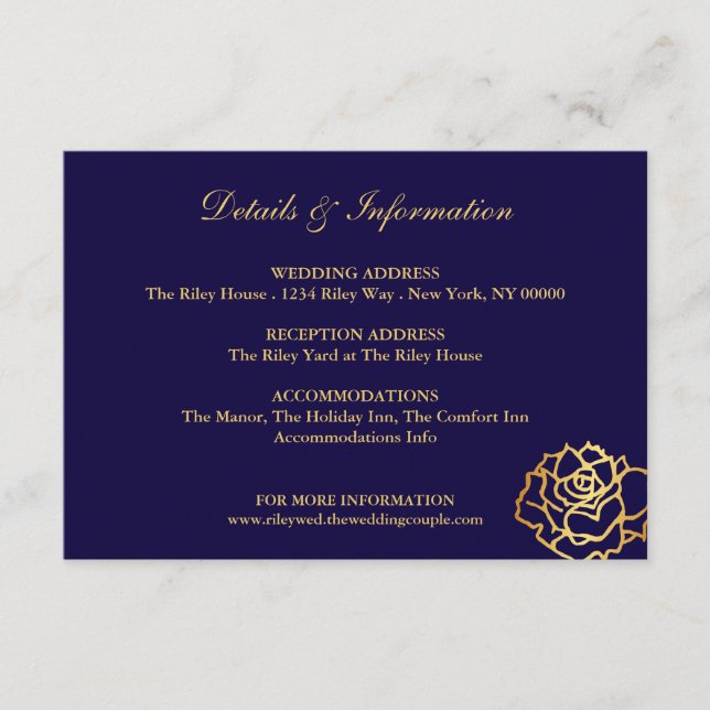 D'accompagnement Carte de détails Golden Roses - Bleue (Devant)