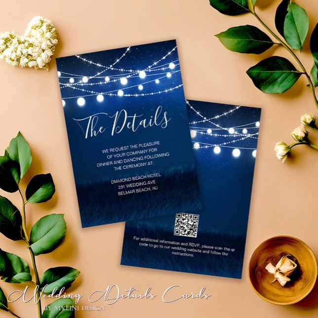 D'accompagnement Carte de détails Mariage bleu et argent avec code  (Créateur téléchargé)