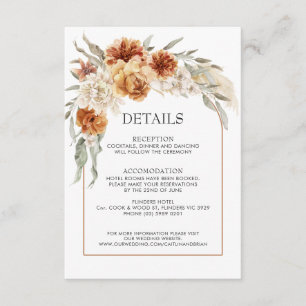 D'accompagnement Carte de détails Mariage Burange Floral Boho