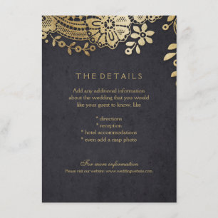 D'accompagnement Carte de détails mariage en dentelle or noir
