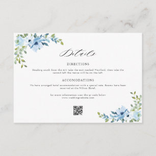D'accompagnement carte de détails mariage floral bleu