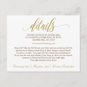D'accompagnement Carte de détails mariage Luxe Calligraphie (Or)