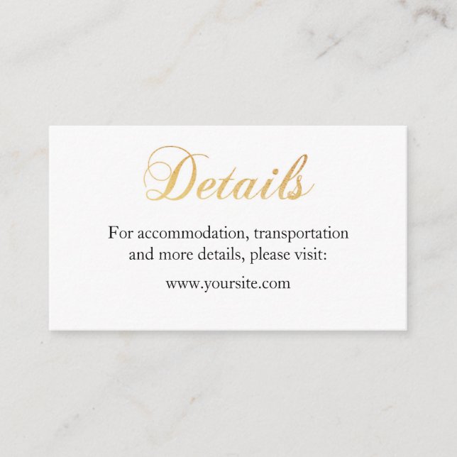D'accompagnement Carte de détails mariage or. Plier une carte simpl (Devant)