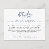 Carte de détails mariage | Type de brosse (bleu fo