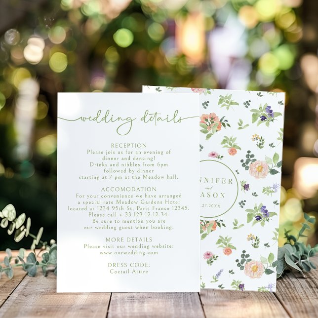 D'accompagnement Carte de détails Mariage Whimsical Flower Greenery (Créateur téléchargé)