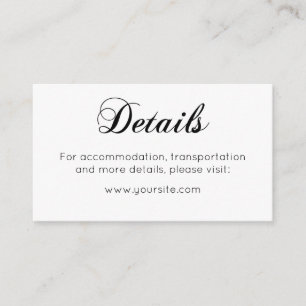D'accompagnement Carte de détails minimaliste du mariage Carte simp