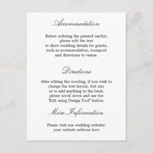 D'accompagnement Carte de détails minimaliste élégante pour Mariage