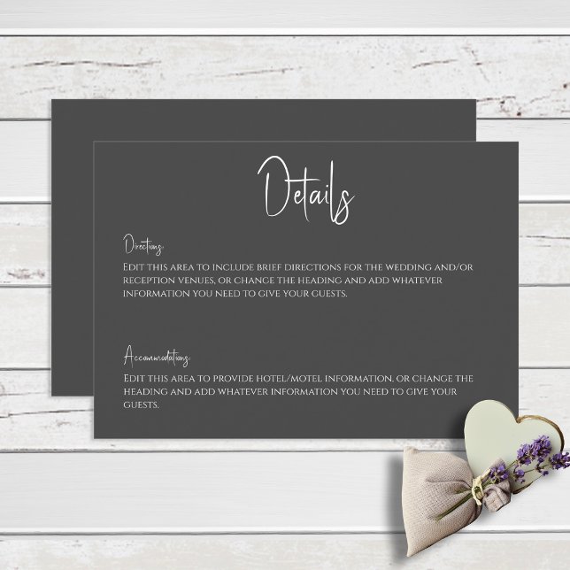 D'accompagnement Carte de détails minimes Black Modern Elegant (Créateur téléchargé)