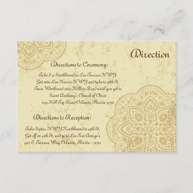D'accompagnement Carte de direction 3,5 x 5 pour soirée marocaine (Devant)