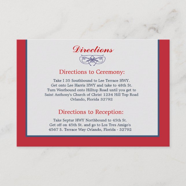 D'accompagnement Carte de direction 3,5 x 5 White Dove Red Blue BG  (Devant)