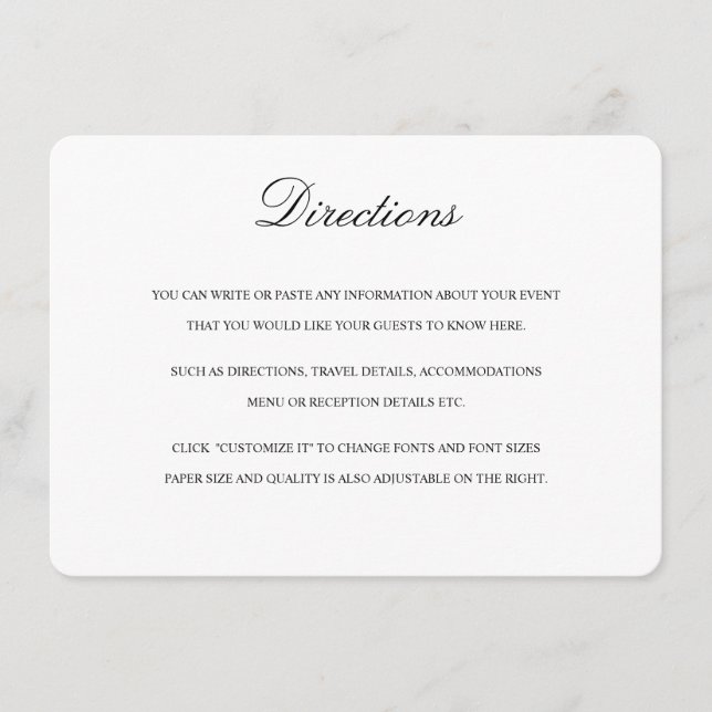 D'accompagnement Carte de direction avec carte en noir et blanc (Devant)