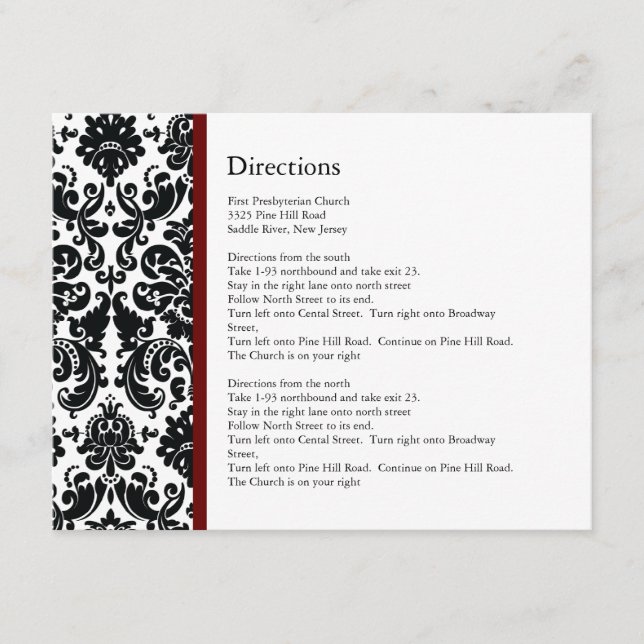 D'accompagnement Carte de direction de l'accent noir Damask Bourgog (Devant)
