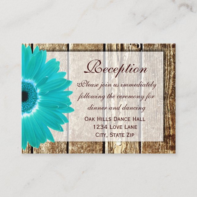 D'accompagnement Carte de direction de mariage Gerber Daisy turquoi (Devant)