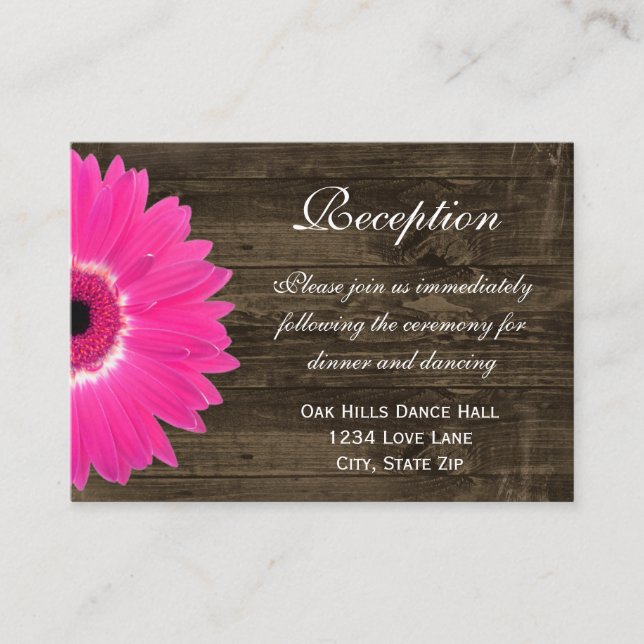 D'accompagnement Carte de direction de mariage rose chaud (Devant)