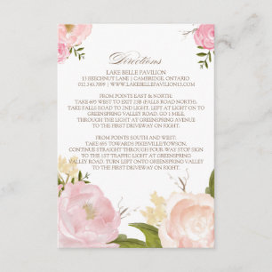 D'accompagnement Carte de direction Fleurs d'aquarelle romantique