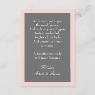 D'accompagnement Carte de don de mariage gris et rose blush