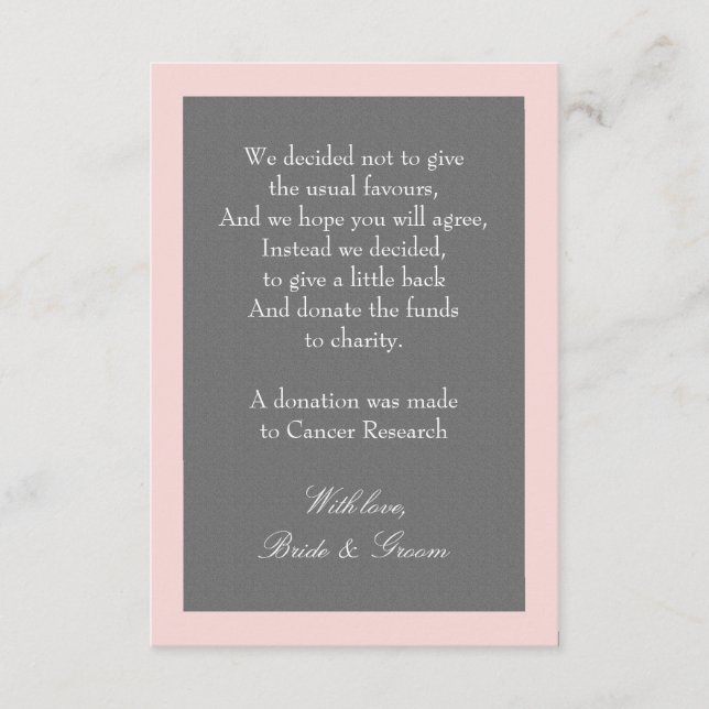 D'accompagnement Carte de don pour mariage gris et rose blush (Devant)