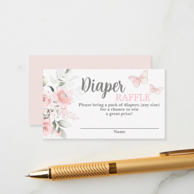 D'accompagnement Carte de fermeture à rabat Baby shower papillon (Devant/Arrière en situation)