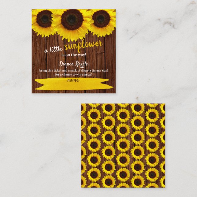 D'accompagnement Carte de fermeture du Baby shower de tournesol (Devant / Derrière)