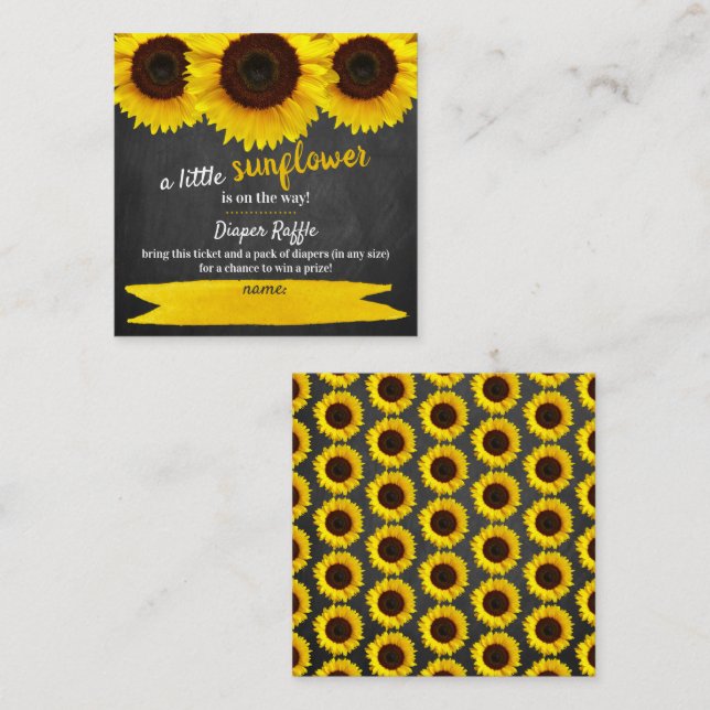D'accompagnement Carte de fermeture du Baby shower de tournesol (Devant / Derrière)