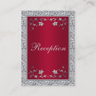D'accompagnement Carte de fermeture florale Foil Red, Silver FAUX