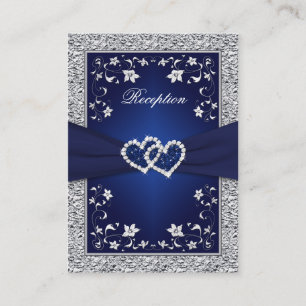 D'accompagnement CARTE DE FICHIER DE RIBBON Marine, Argent Floral