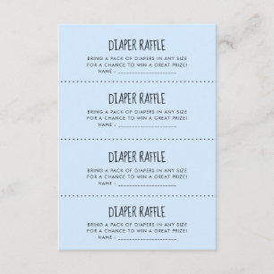 D'accompagnement Carte de jeu Cute blue Baby shower Diaper Raffle