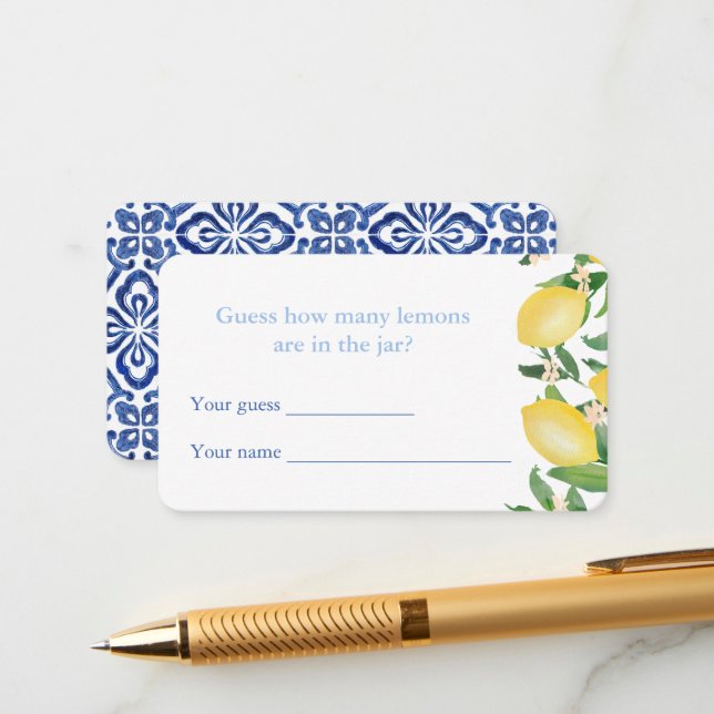 D'accompagnement Carte de jeu de douche de mariage Combien de citro (Devant/Arrière en situation)