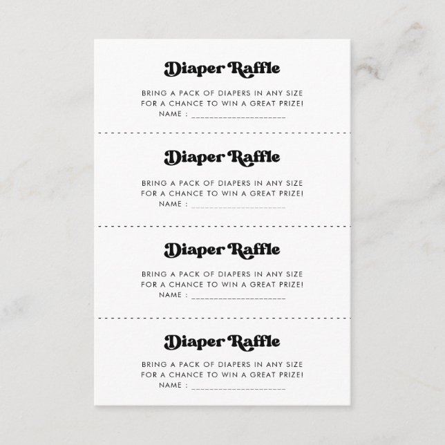 D'accompagnement Carte de jeu Diaper Raffle retro élégant (Devant)